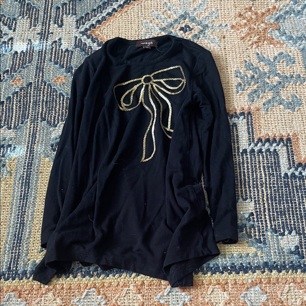Imoga Black Knit Top with Brown Brand Tag